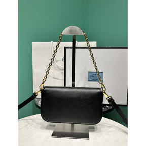Bolsa Prada Mini em Couro Saffiano  20.5x10.5x4cm  (Preto e outras cores)