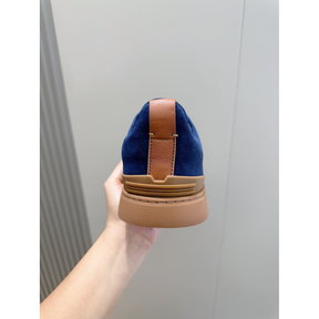 Zegna Triple Stitch Secondskin em Camurça Azul/Laranja