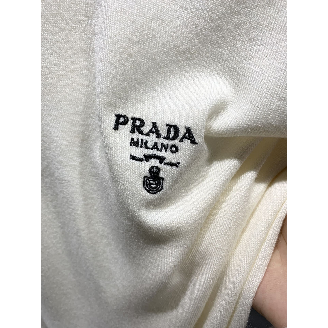 Camisa Prada Polo Branca com Logotipo bordado