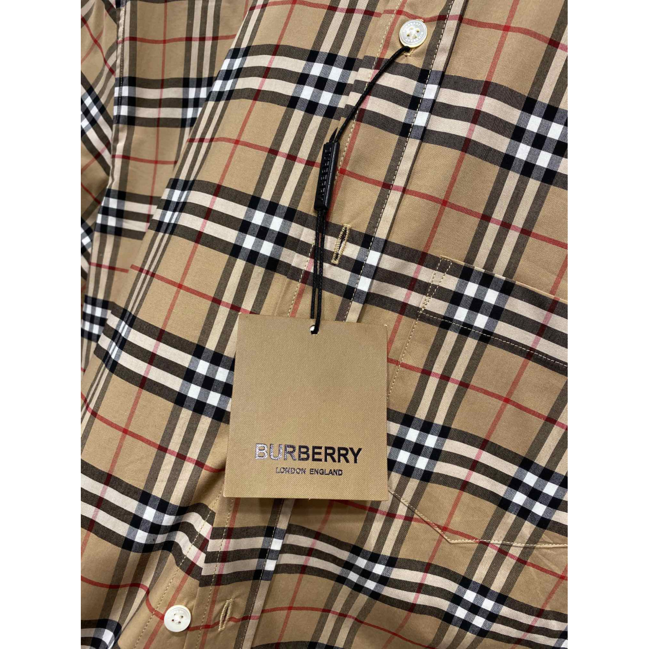 Camisa Burberry de algodão Check cor Areia