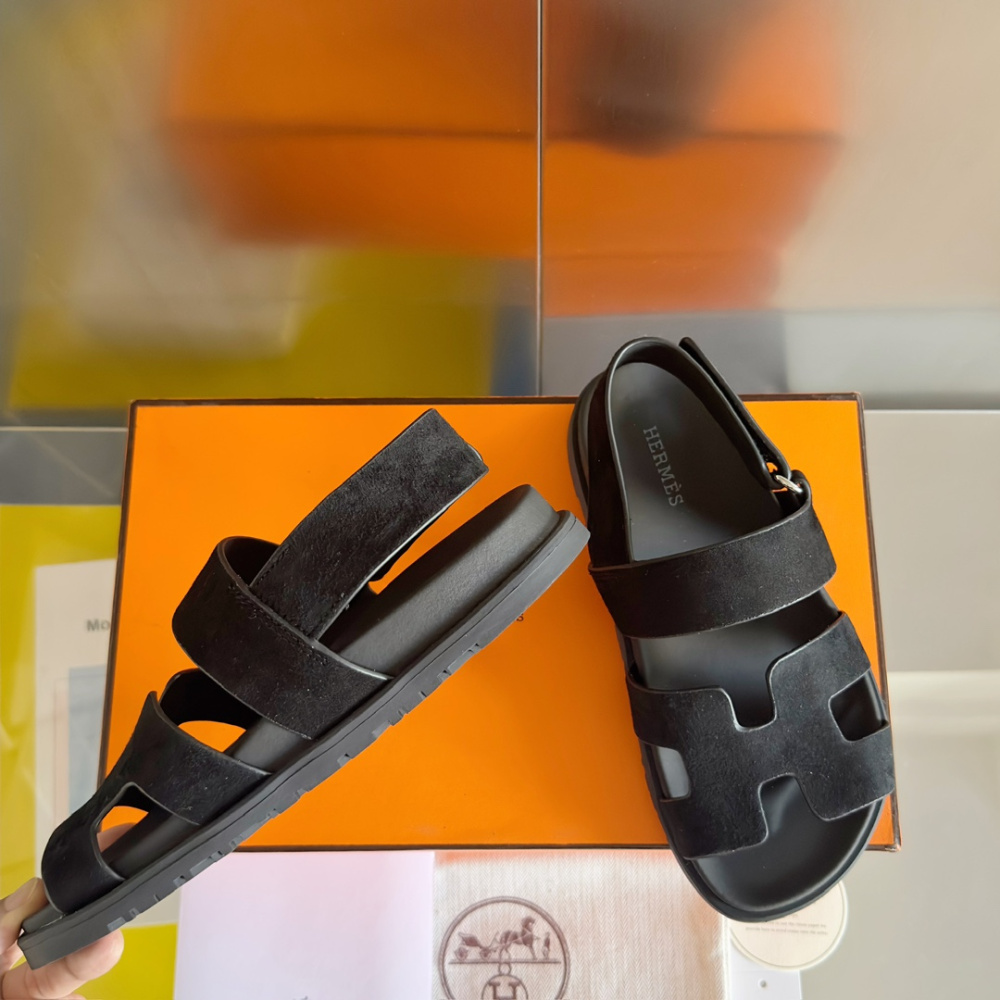 Sandália Hermès Genius em Camurça Preto