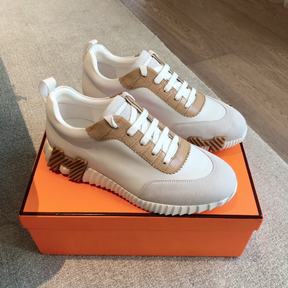 Tênis Hermès Bouncing Cinza/Off Logo Marrom