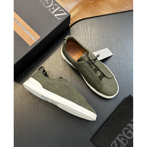 Zegna Triple Stitch em Tecido Verde Militar