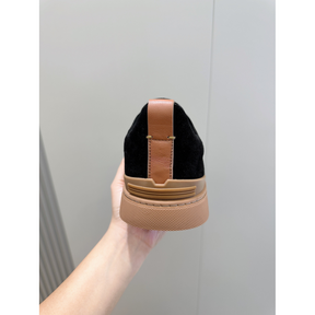 Zegna Triple Stitch Secondskin em Camurça Preto/Laranja