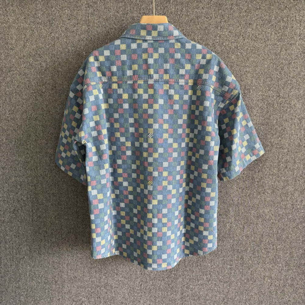 Camisa de Manga Curta com Cambraia Damier Louis Vuitton LV