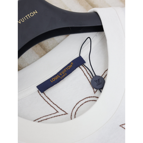 Camiseta de Algodão Louis Vuitton Bordado LV Arabesque Branca