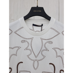 Camiseta de Algodão Louis Vuitton Bordado LV Arabesque Branca
