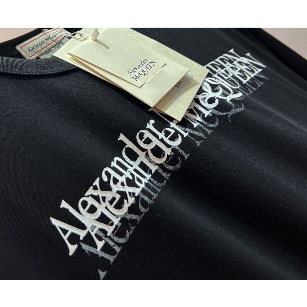 Camisa de Algodão Alexander McQueen Preta logo