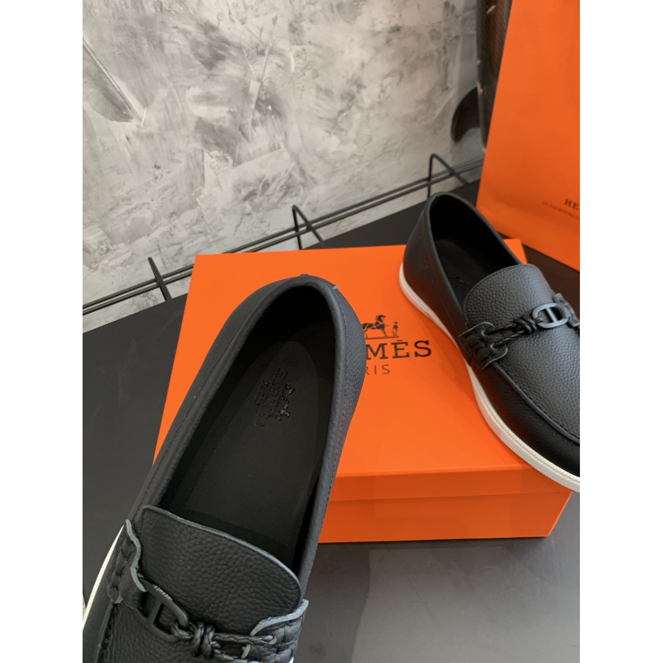 Tênis Hermès Mocassim Ignacio Preto