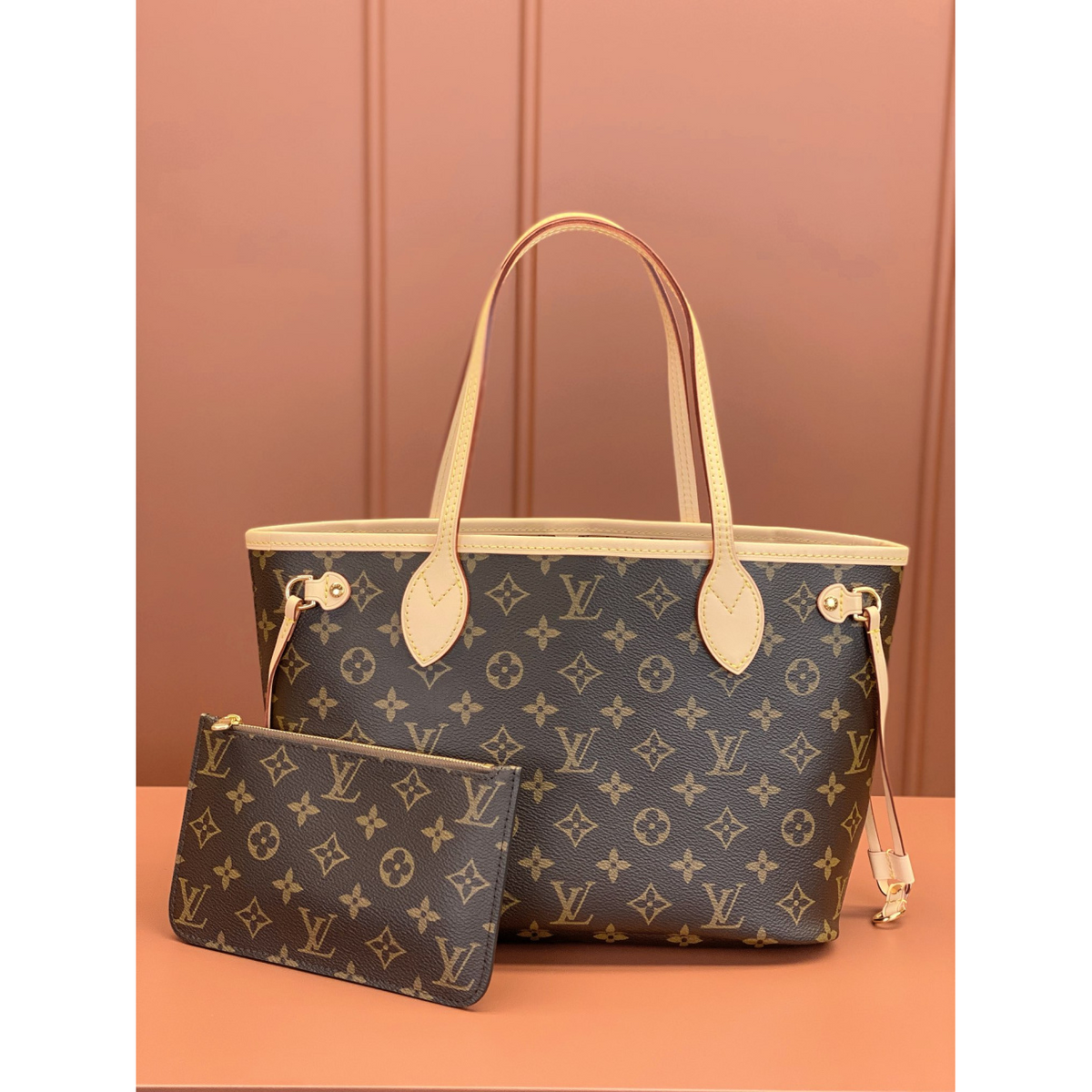 Bolsa Louis Vuitton Neverfull Monogram Canvas Interior Bege