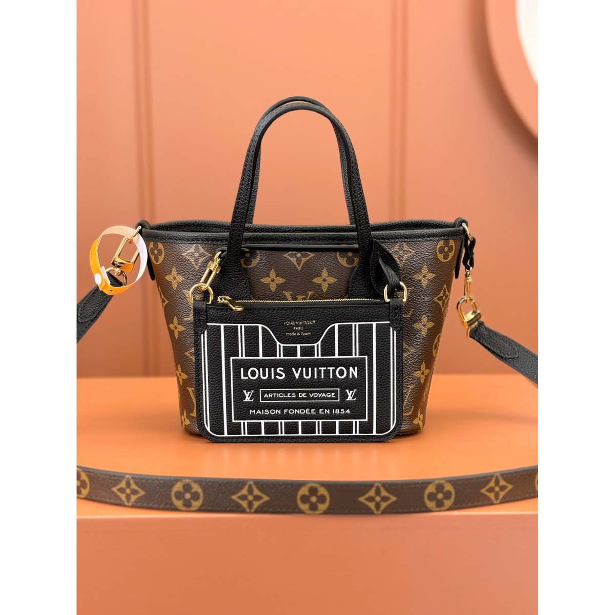Bolsa Louis Vuitton Neverfull Inside Out PM LV (Preta, Marrom, Cinza) 24x14x9CM