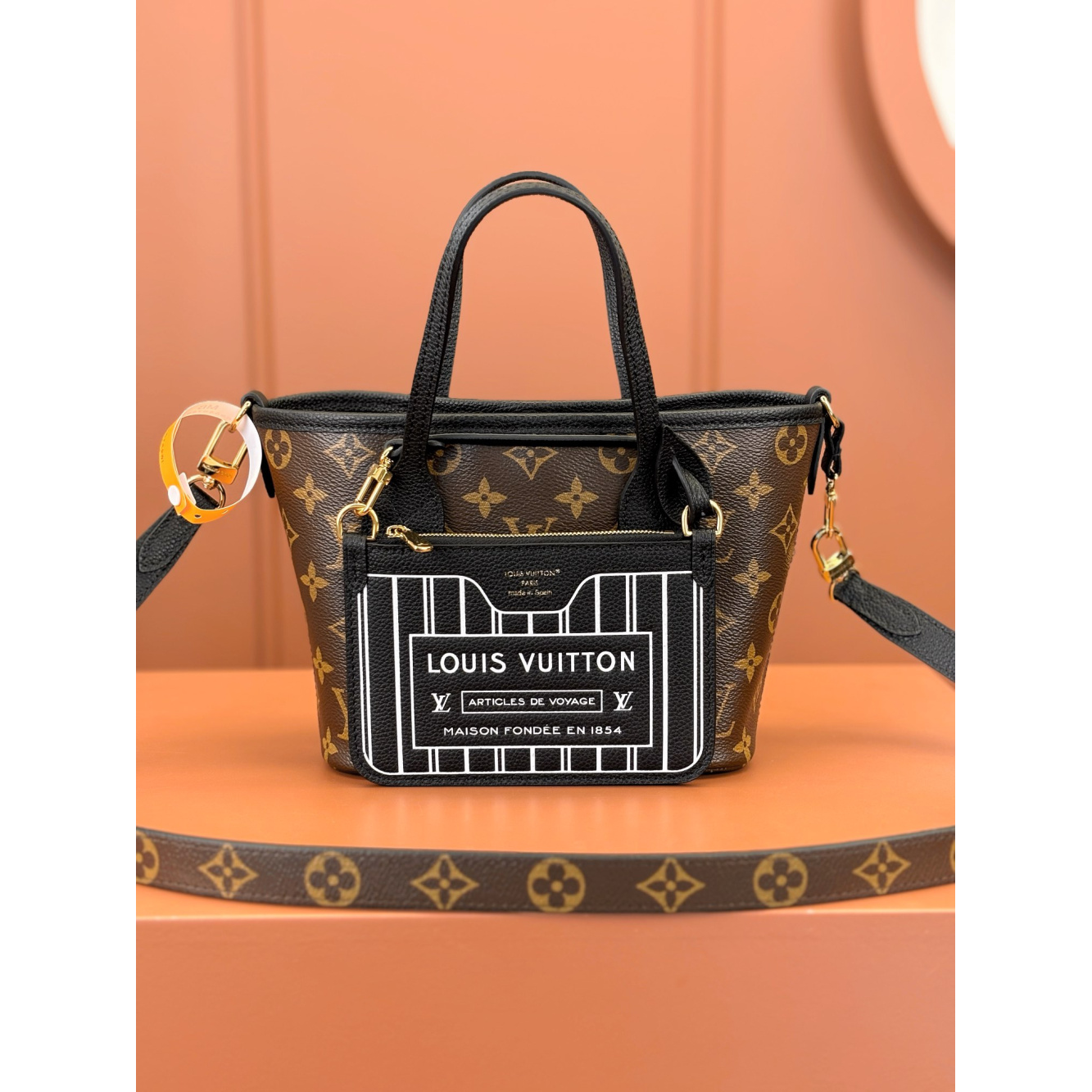 Bolsa Louis Vuitton Neverfull Inside Out PM LV (Preta, Marrom, Cinza) 24x14x9CM
