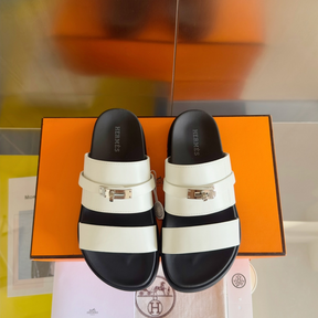 Sandália Hermès Jackson Couro Branco