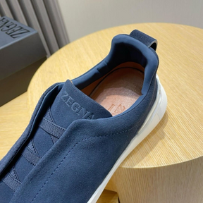Zegna Triple Stitch em Camurça Azul