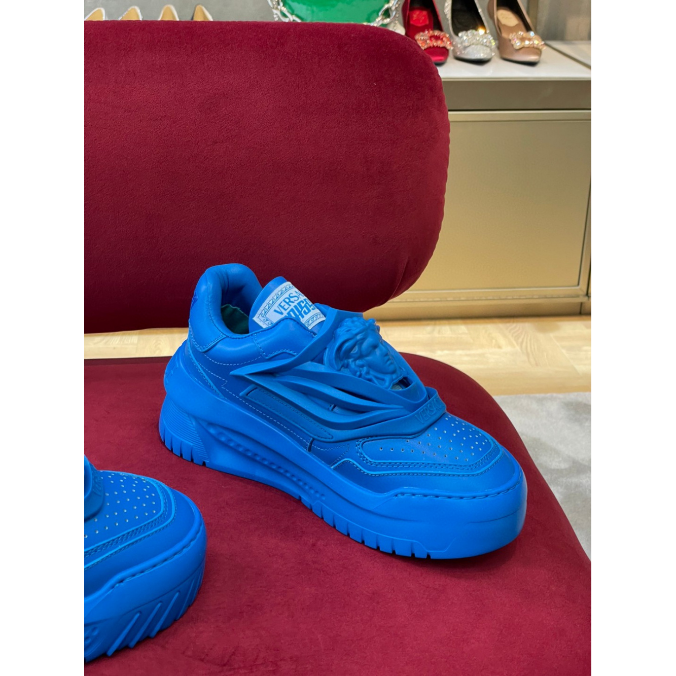 Tênis Versace Cano Baixo Odissea Azul