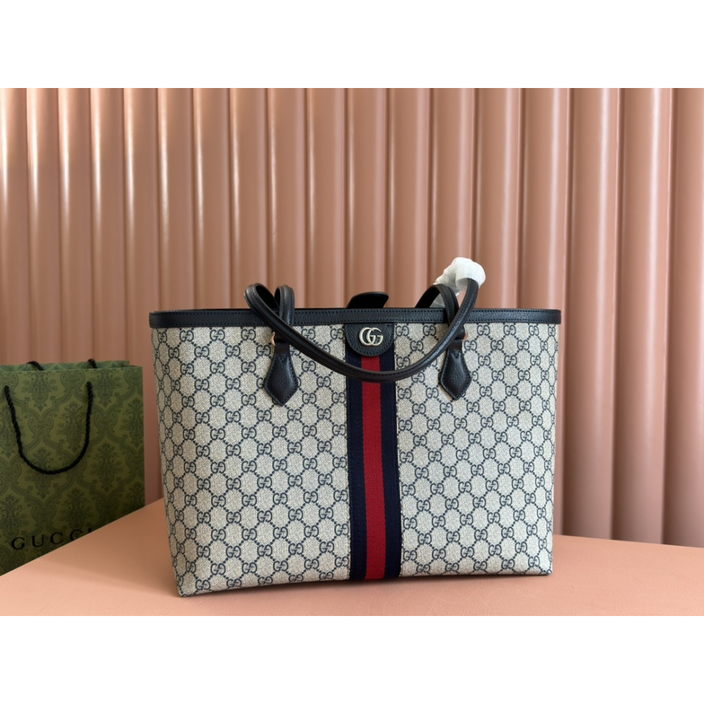 Bolsa Gucci Tote Ophidia GG Preta 38x28x14cm