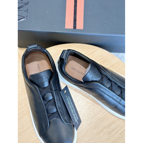 Zegna Triple Stitch Secondskin Couro Preto