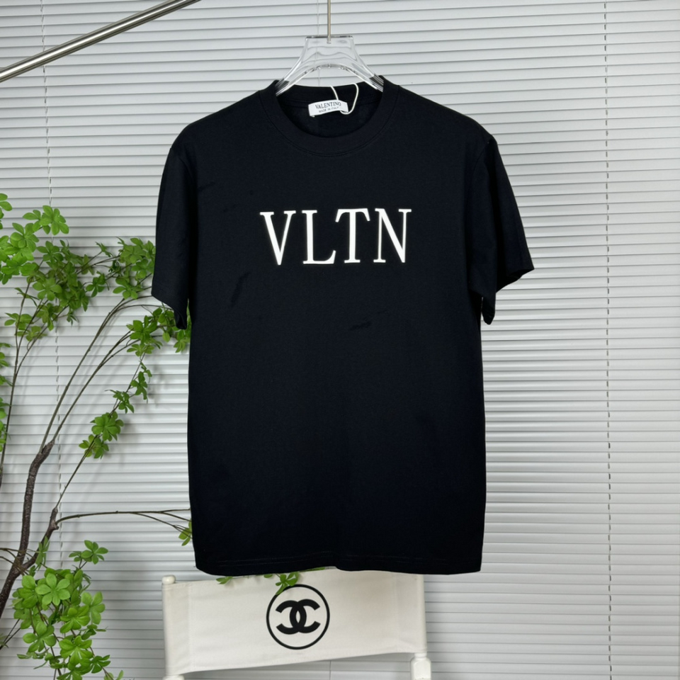 Camisa Valentino de algodão com estampa VLTN Preto