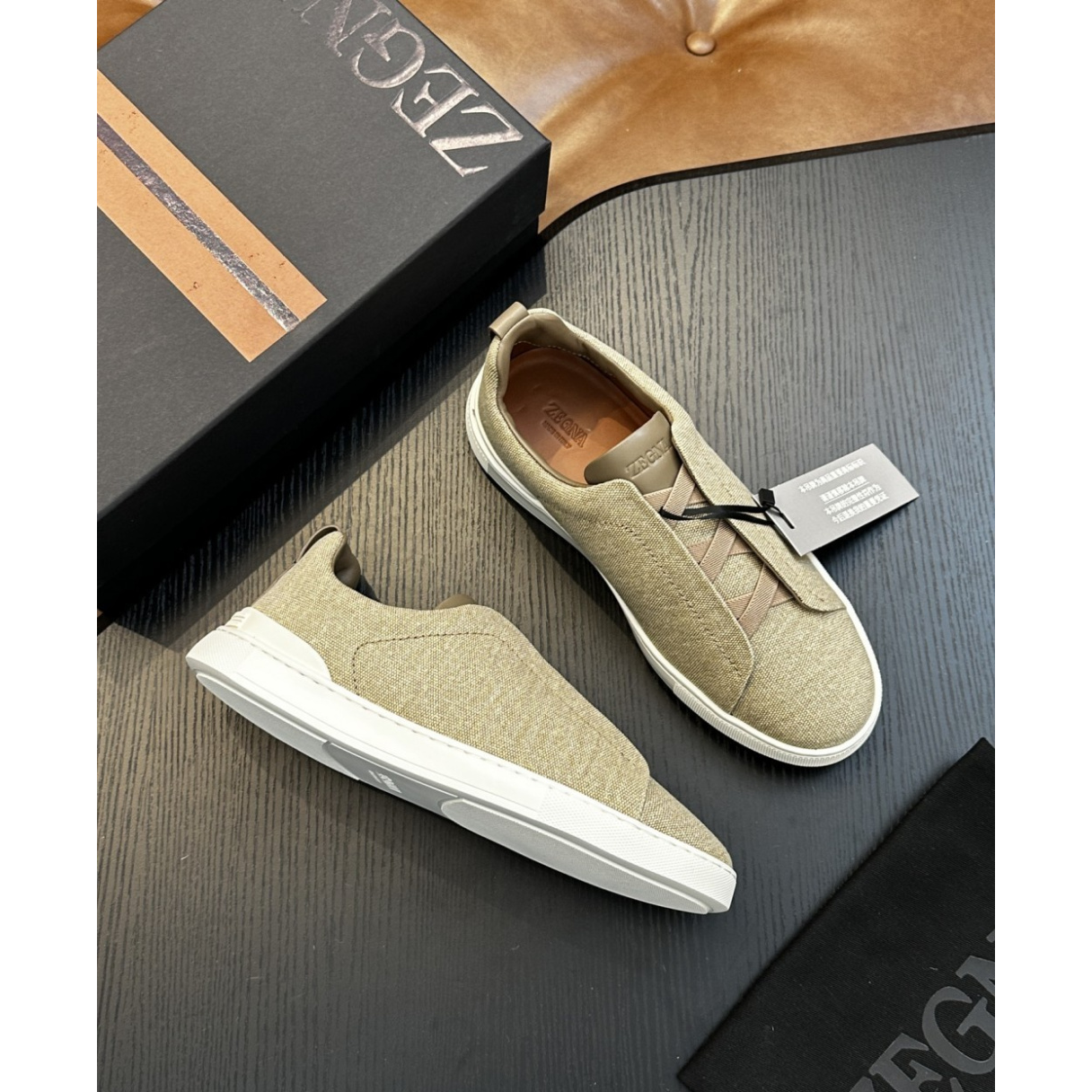 Zegna Triple Stitch em Tecido Bege
