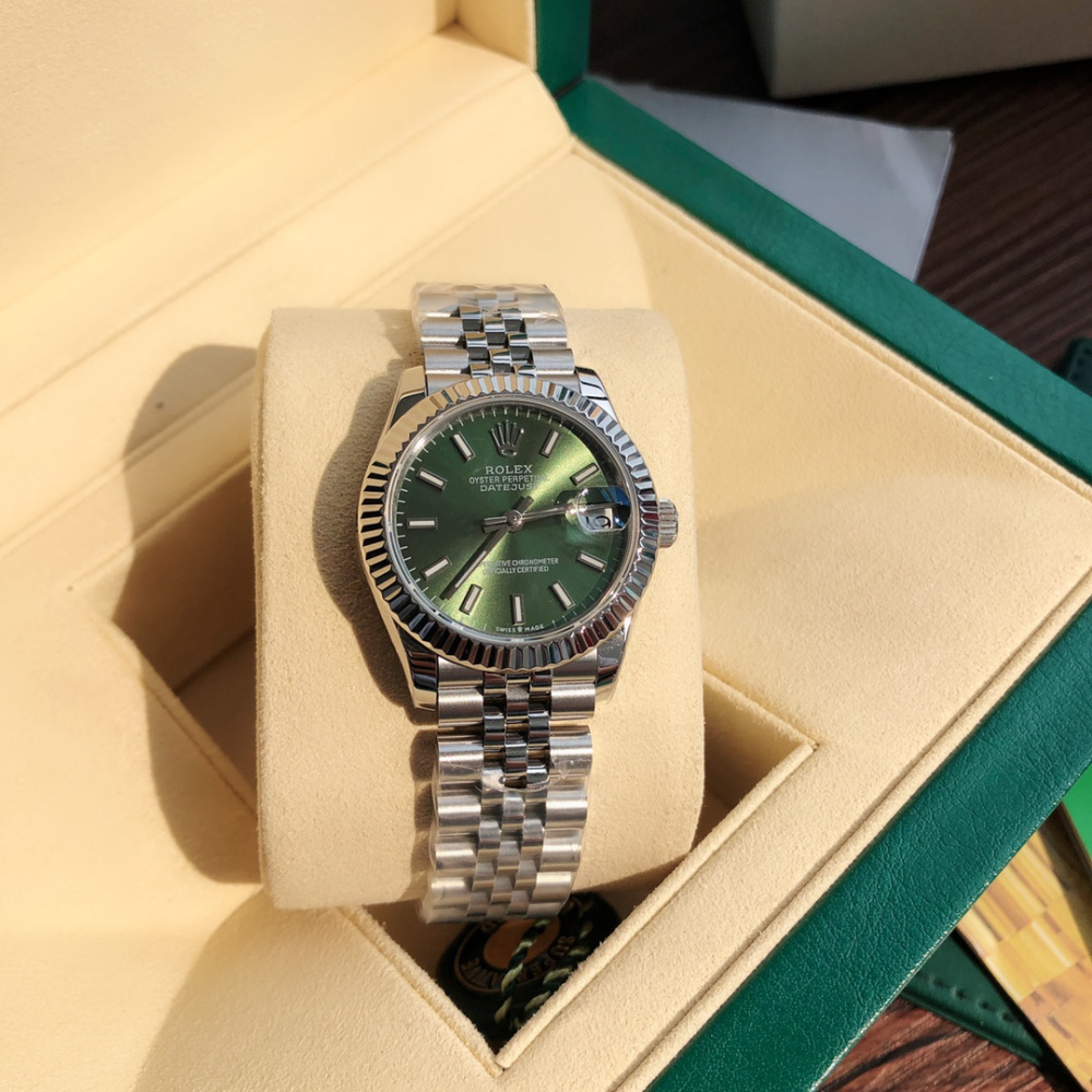 Rolex Datejust Prata/Verde Vivo