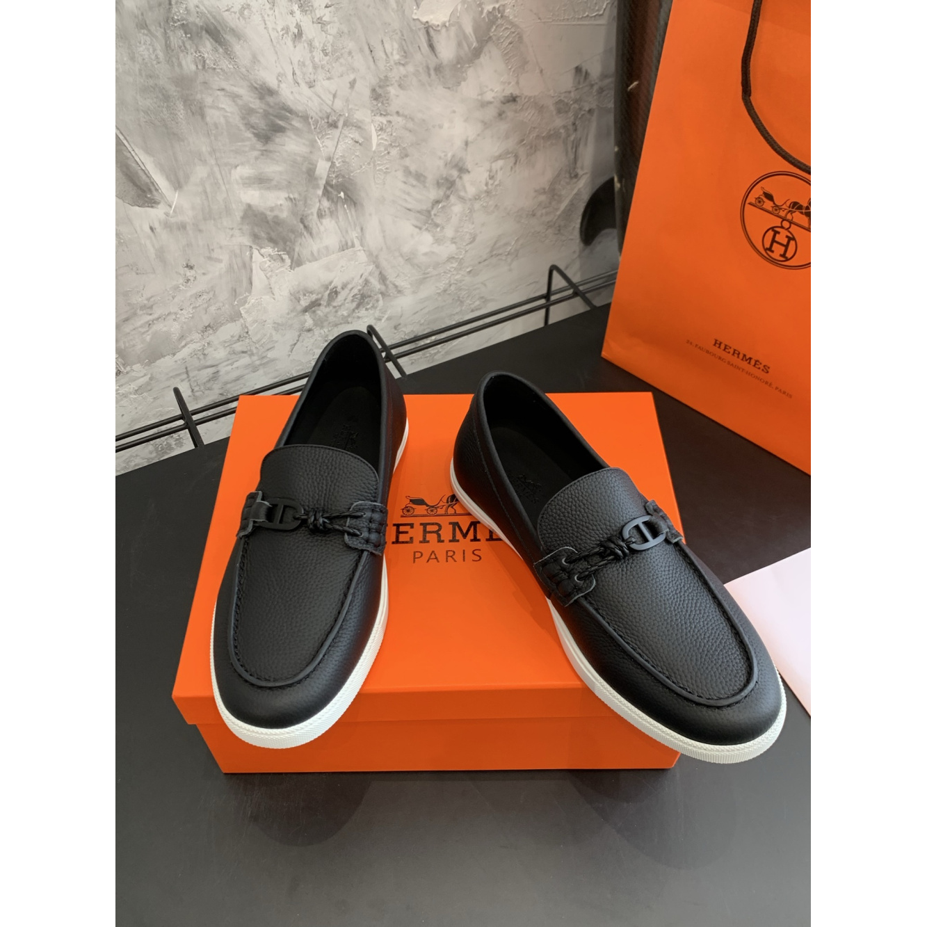 Tênis Hermès Mocassim Ignacio Preto