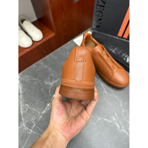 Zegna Triple Stitch em Pele de Veado Foliage-escuro