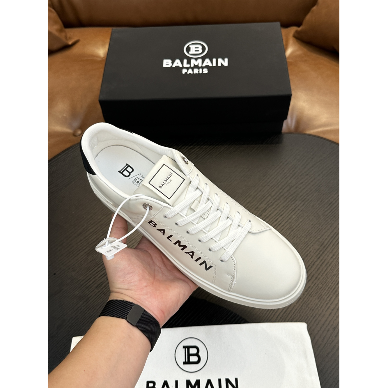 Tênis Balmain B-Court Branco/Preto