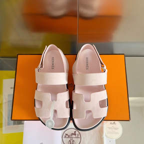 Sandália Hermès Genius em Camurça Rosa