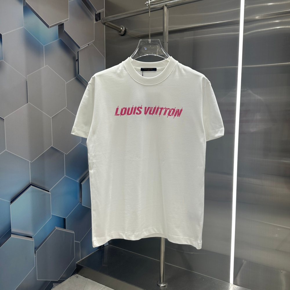 Camiseta de Algodão Louis Vuitton Logo estampado Rosa