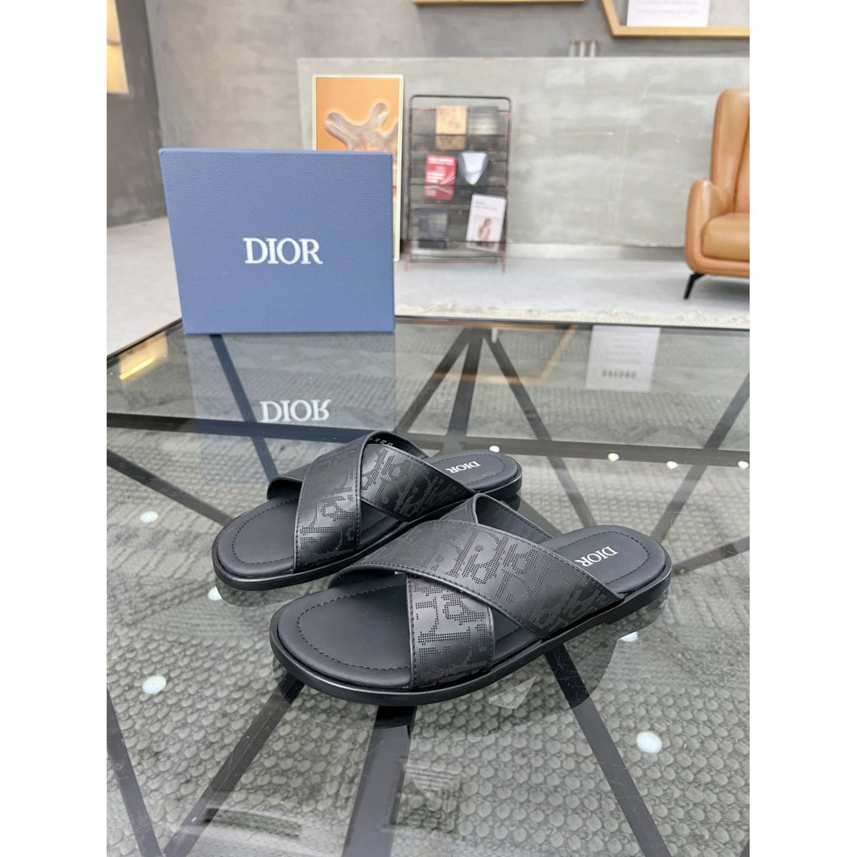 Dior Slide/Sandália Preta