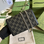 Bolsa Gucci Carteira Dionysus GG Preta Denin 20x4x14cm