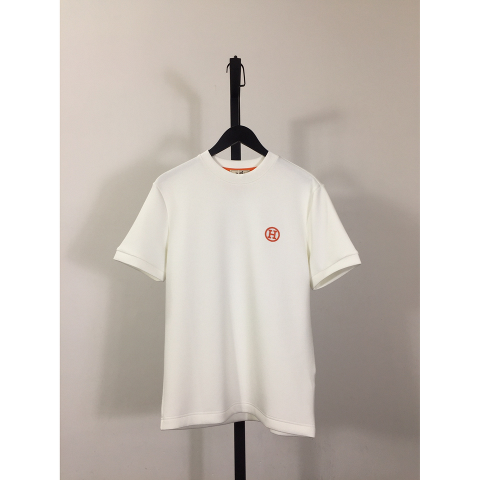 Camiseta Hermès com bordado H Branca