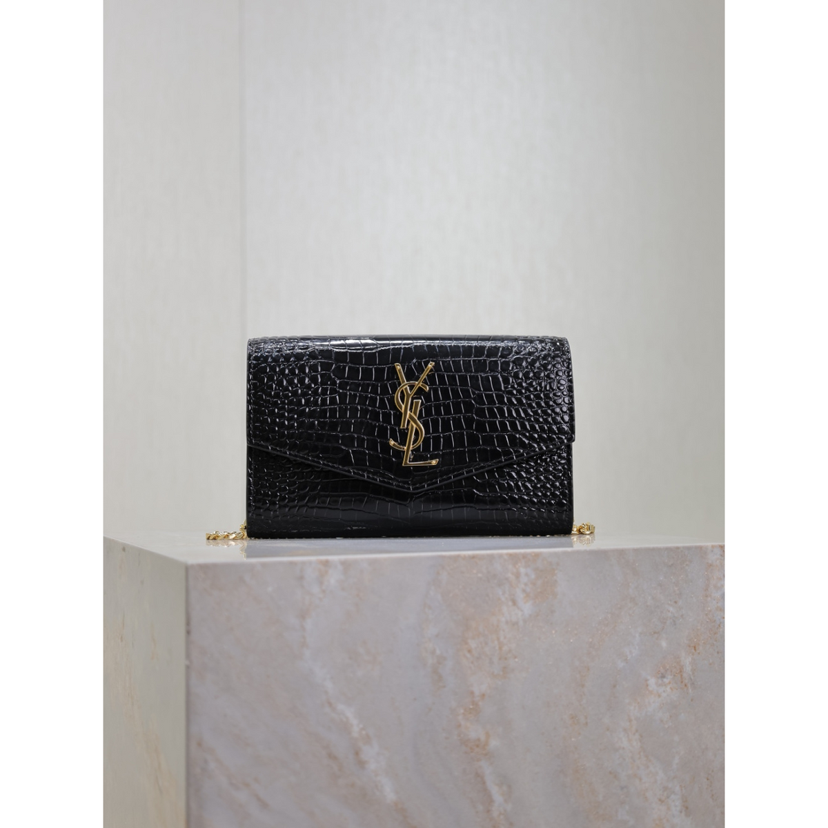 Bolsa Saint Laurent YSL Uptown Couro Croc 19x12x4cm (duas cores ferragem)