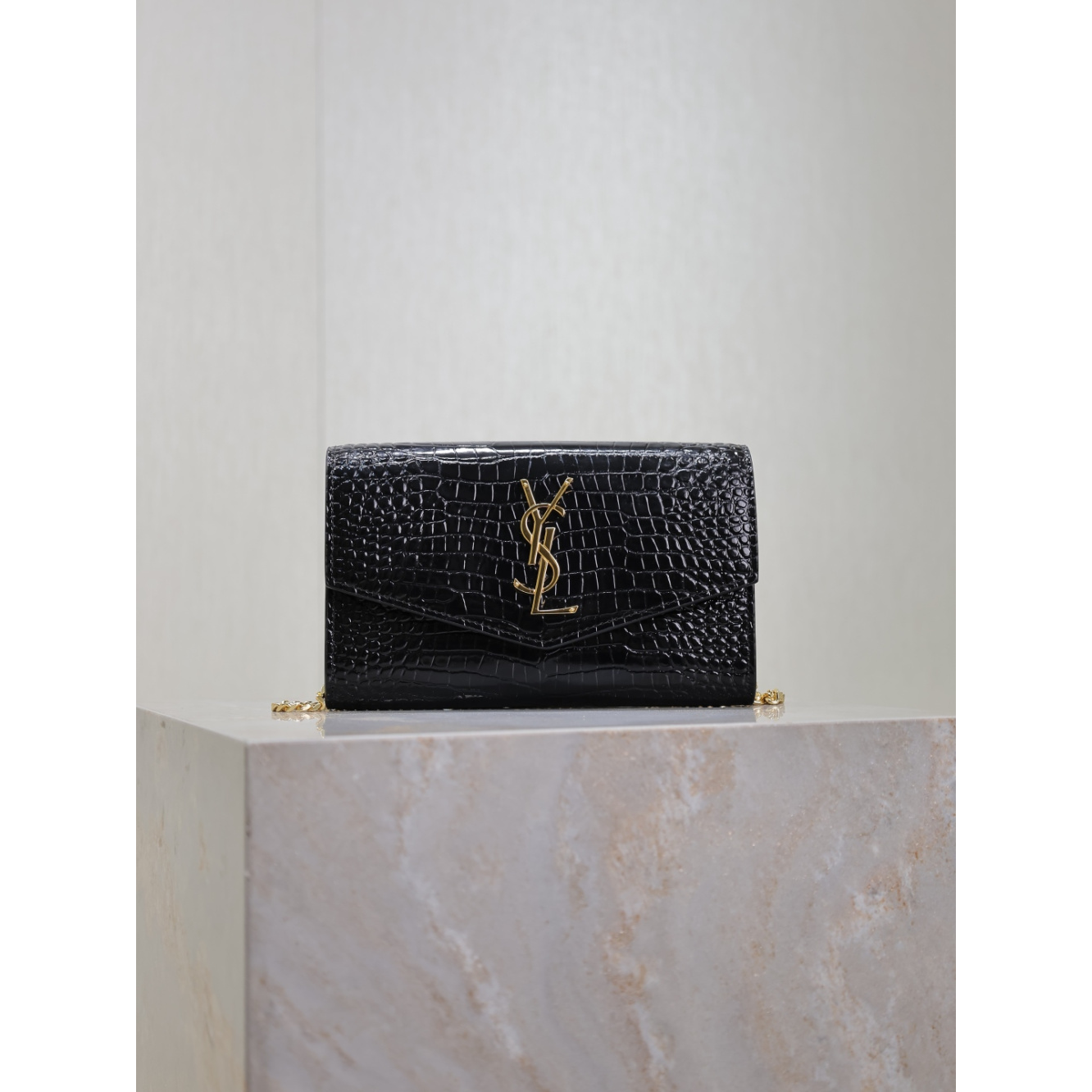 Bolsa Saint Laurent YSL Uptown Couro Croc 19x12x4cm (duas cores ferragem)