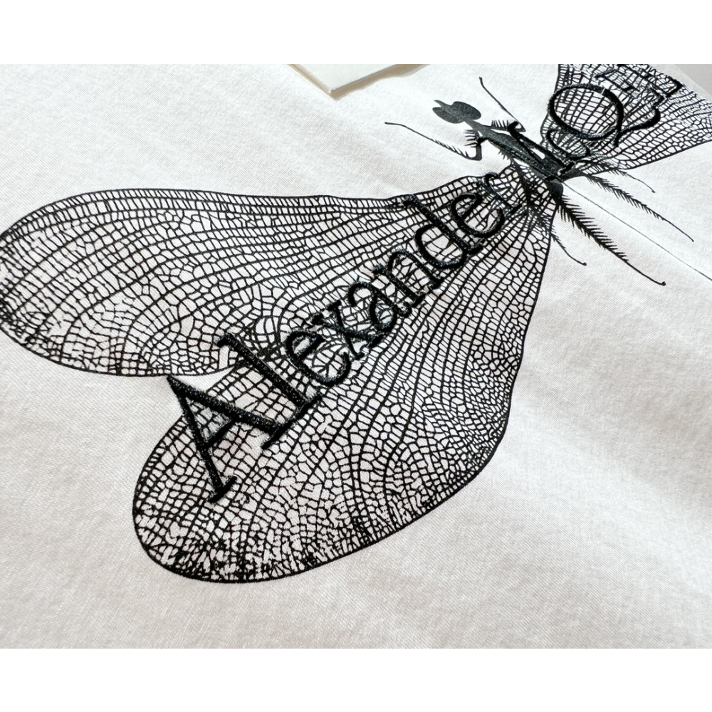 Camiseta Alexander McQueen Com Estampa de Libélula Branca