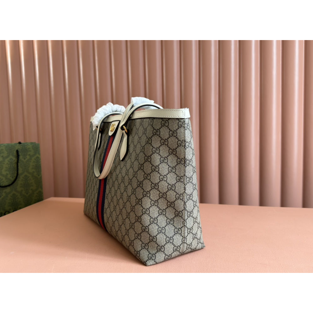 Bolsa Gucci Tote Ophidia GG Branca 38x28x14cm
