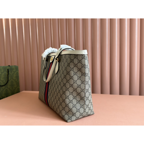 Bolsa Gucci Tote Ophidia GG Branca 38x28x14cm