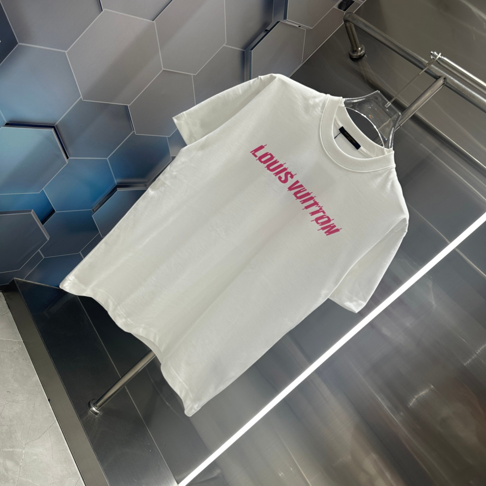 Camiseta de Algodão Louis Vuitton Logo estampado Rosa