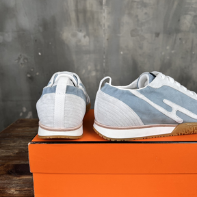 Tênis Hermès Jet em Lona técnica e camurça Azul/Branco