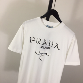 Camisa Prada em algodão Estampada Logotipo Branca