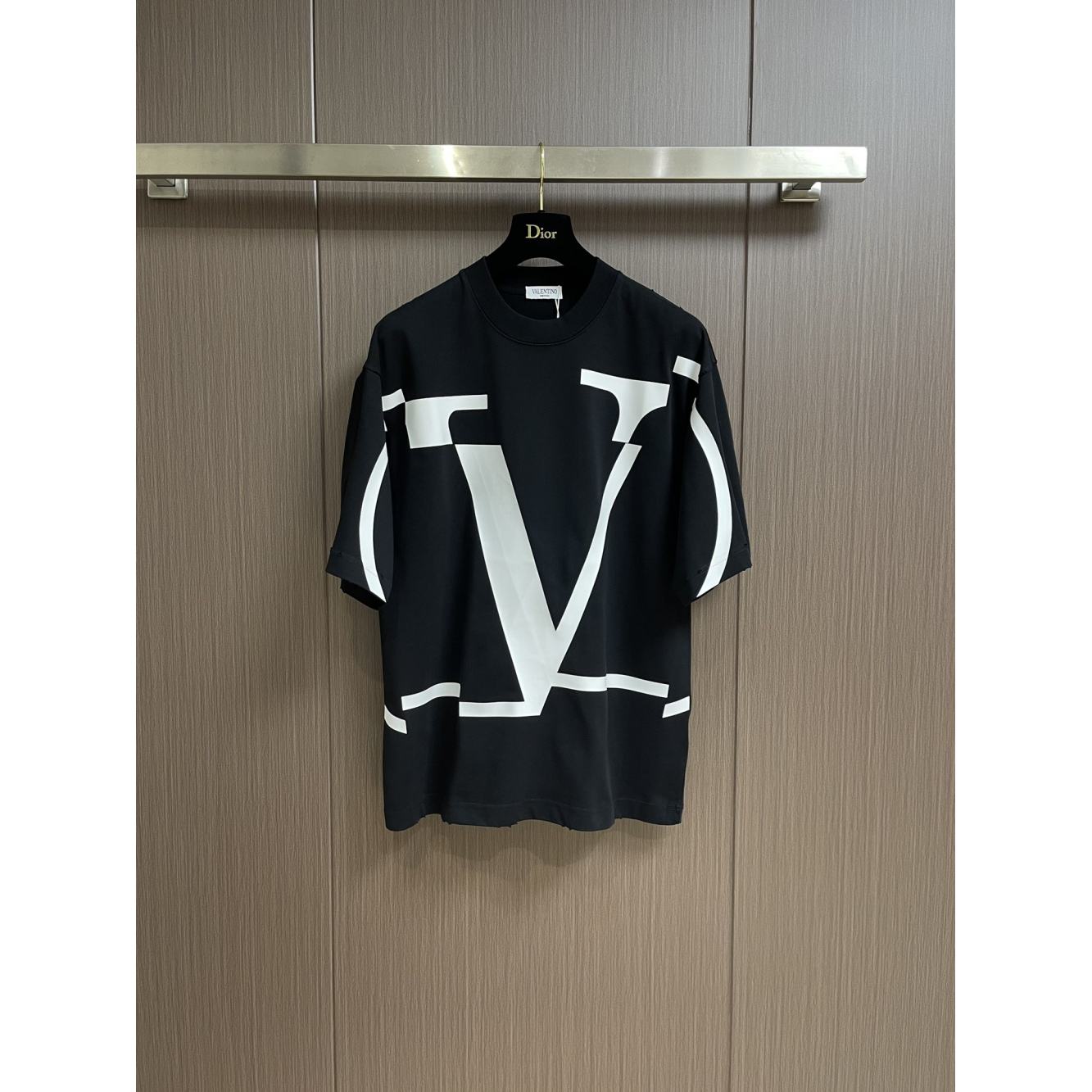 Camisa Valentino de algodão com VLogo Preta