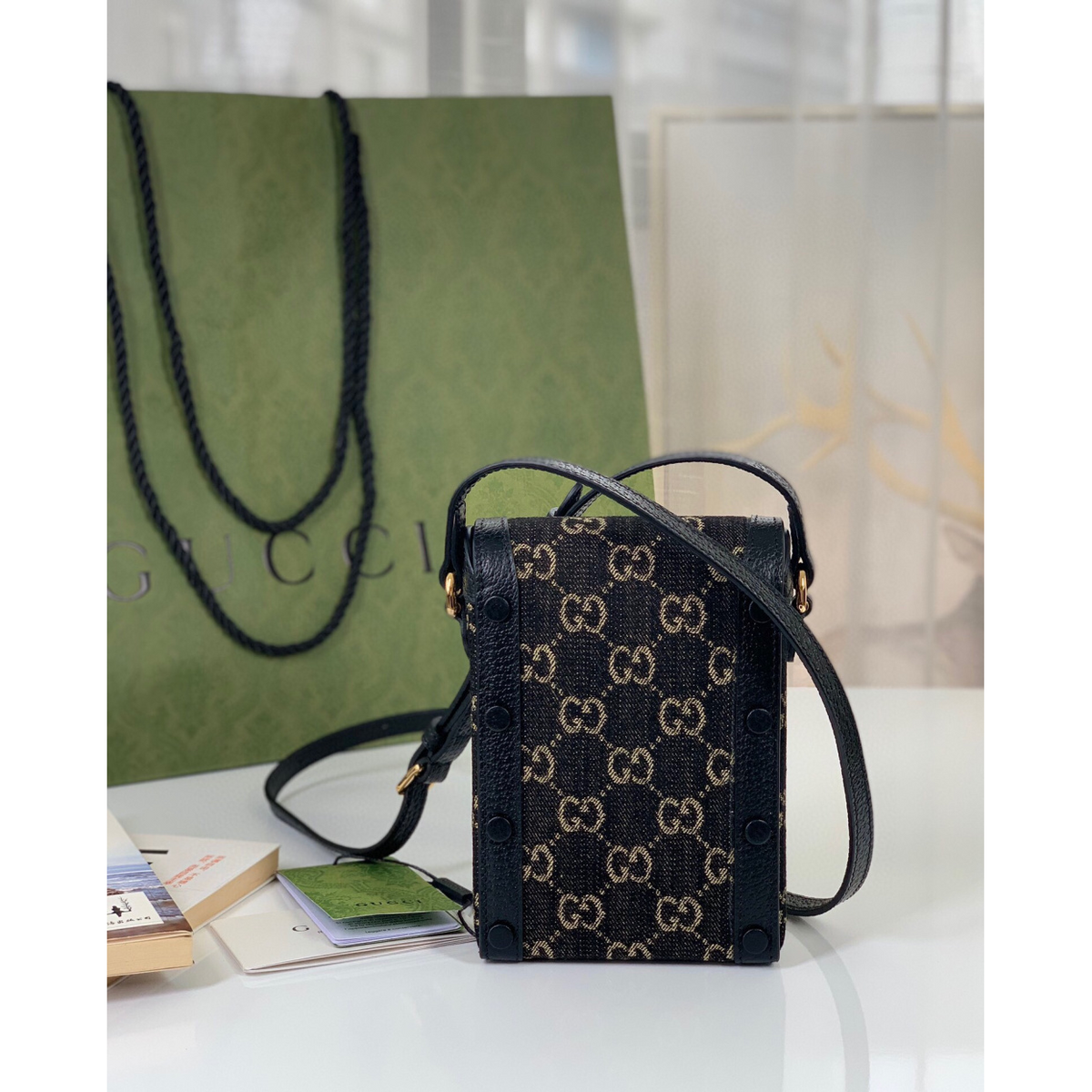 Bolsa Gucci Horsebit 1955 Mini Bag in GG Supreme 11.5x17x4CM (2 cores)