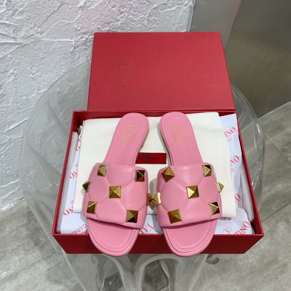 Sandália Valentino Garavani Roman Stud Mules Rosa