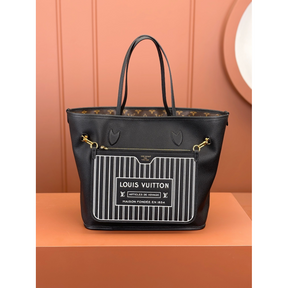 Bolsa Louis Vuitton Neverfull Inside Out MM LV (Preta/Marrom) 31x28x14CM