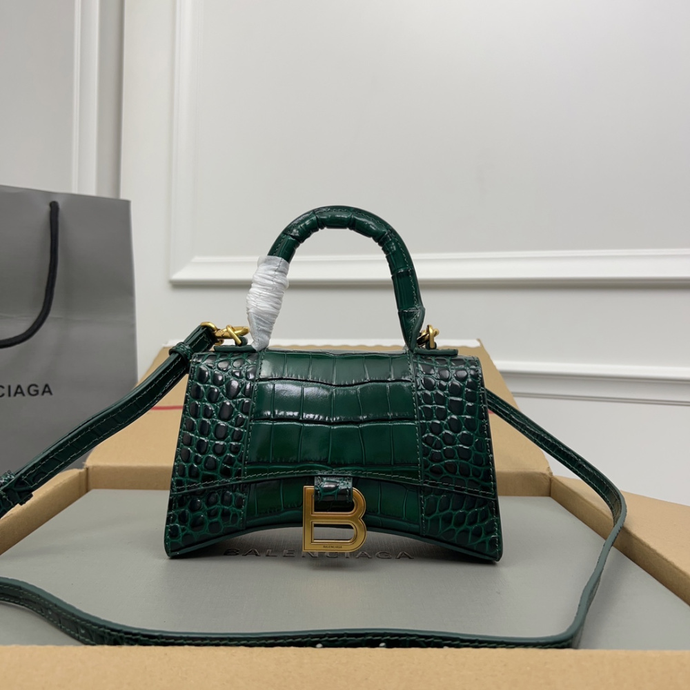 Bolsa Balenciaga Hourglass Mini em Couro Croco 19x8x21cm (6 cores)