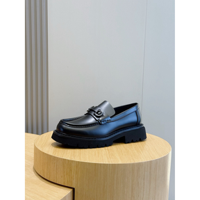 Salvatore Ferragamo Mocassim em Couro Escovado Preto