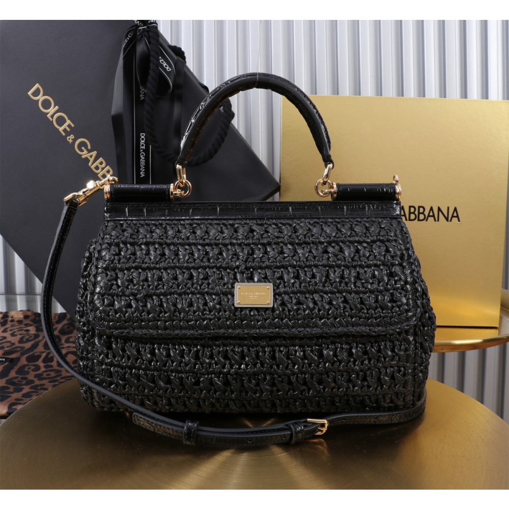 Bolsa Dolce & Gabbana Tote Elongated Sicily (2 tamanhos) Preto