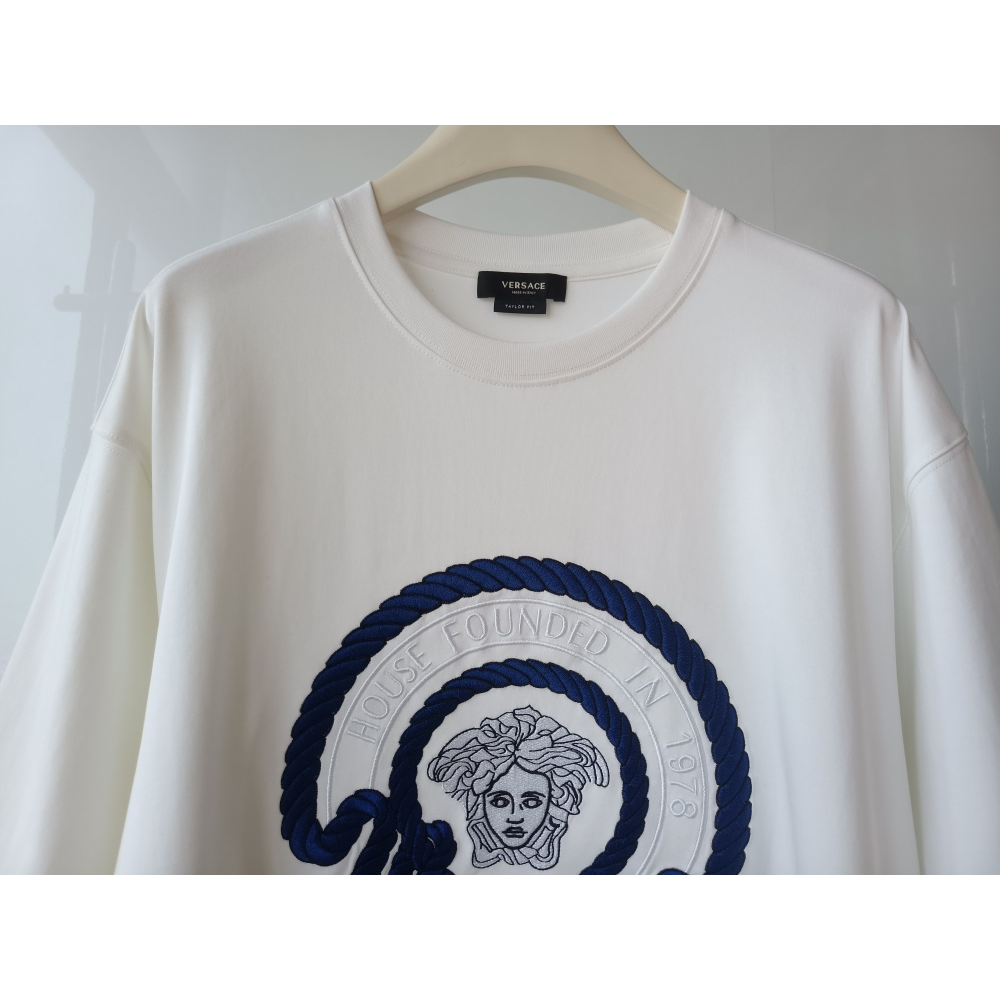 Camiseta Versace de Algodão com Estampa de Logo Branca Camisa