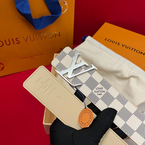 Cinto Louis Vuitton Initiales Reversível Damier Azur Ferragem Prata 4.0cm