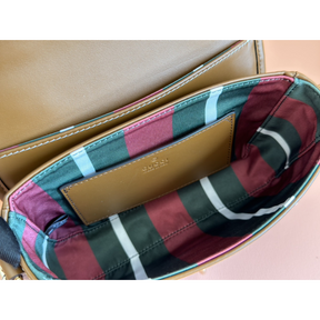 Bolsa Gucci GG Emblem Mini Shoulder Bege/Marrom NEW 2025 20x14x8cm